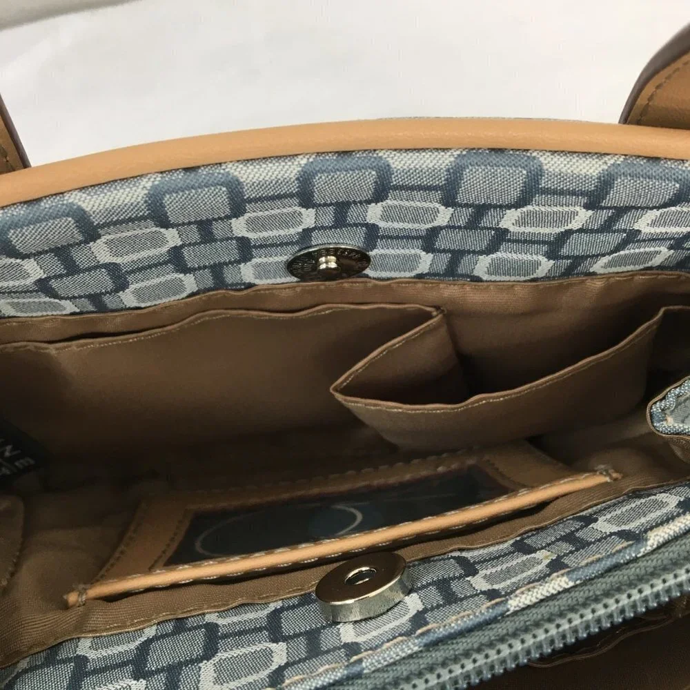 Nine West Retro Geometric Fabric Mini Satchel Wallet Bag GREAT Condition